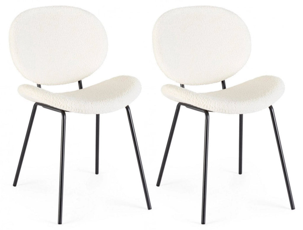 Set 2 Sedie 52x59,5x79,5 cm Maddie in Bouclè Bianco