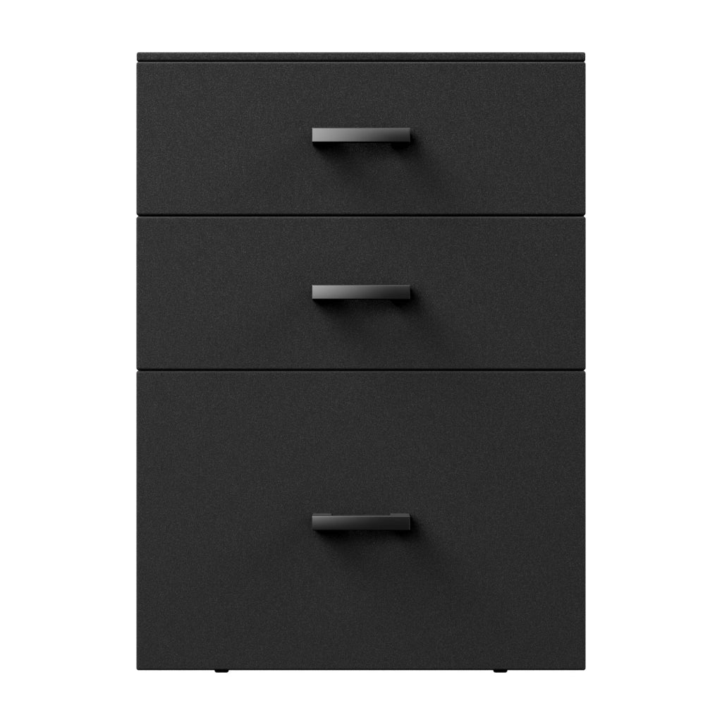 Lyra - Cassettiera Porta Stampante 3 Cassetti Mobiletto da Ufficio con Ruote  in Legno MDF Nero