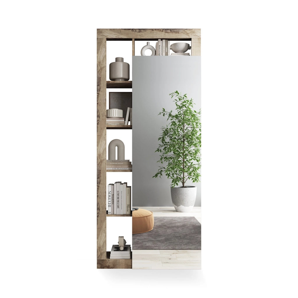 Gonzaga, Mobile da Ingresso Specchio Incluso, 90.5x30x210h cm Marrone Pero