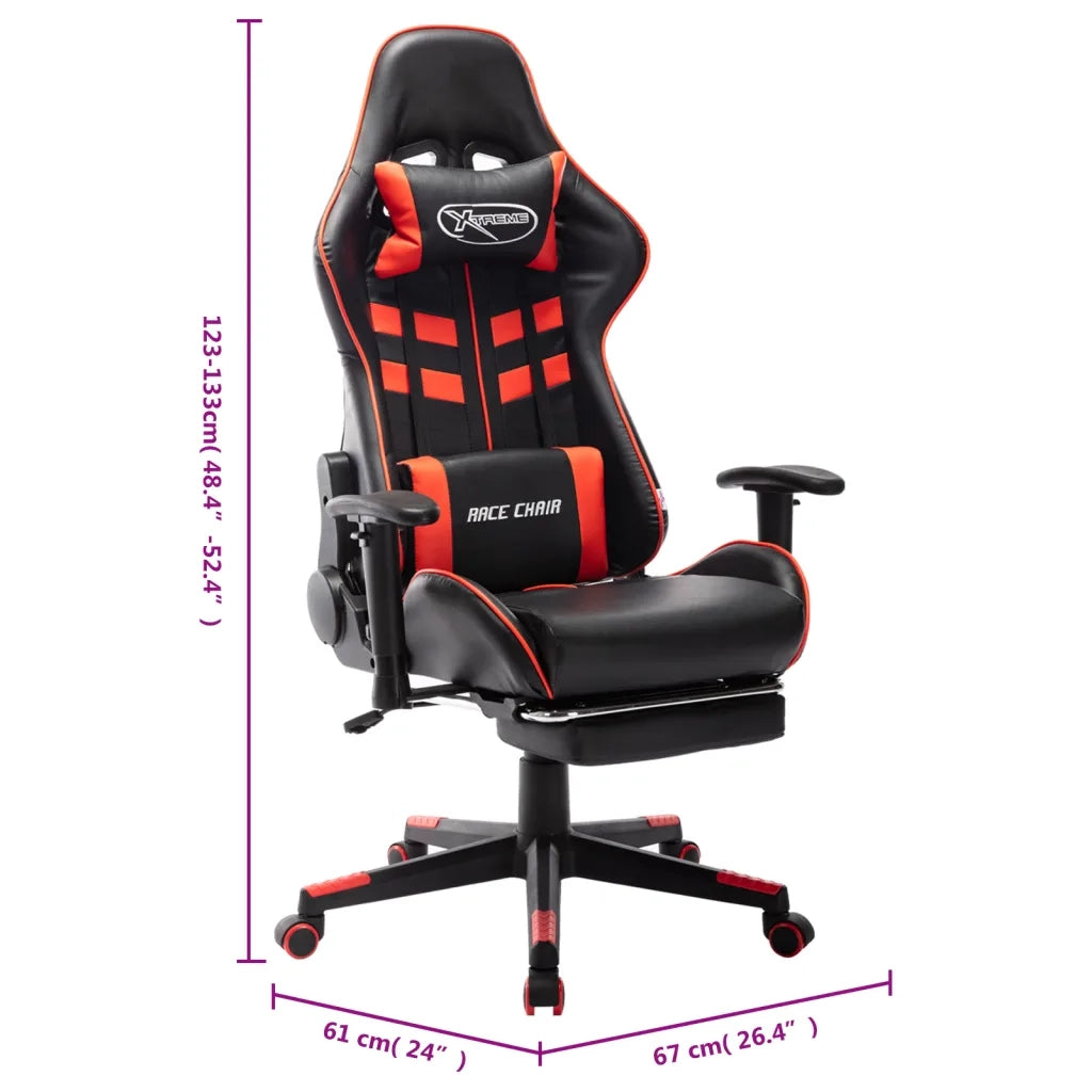 Sedia da Gaming con Poggiapiedi Rossa e Nera in Similpelle 20511