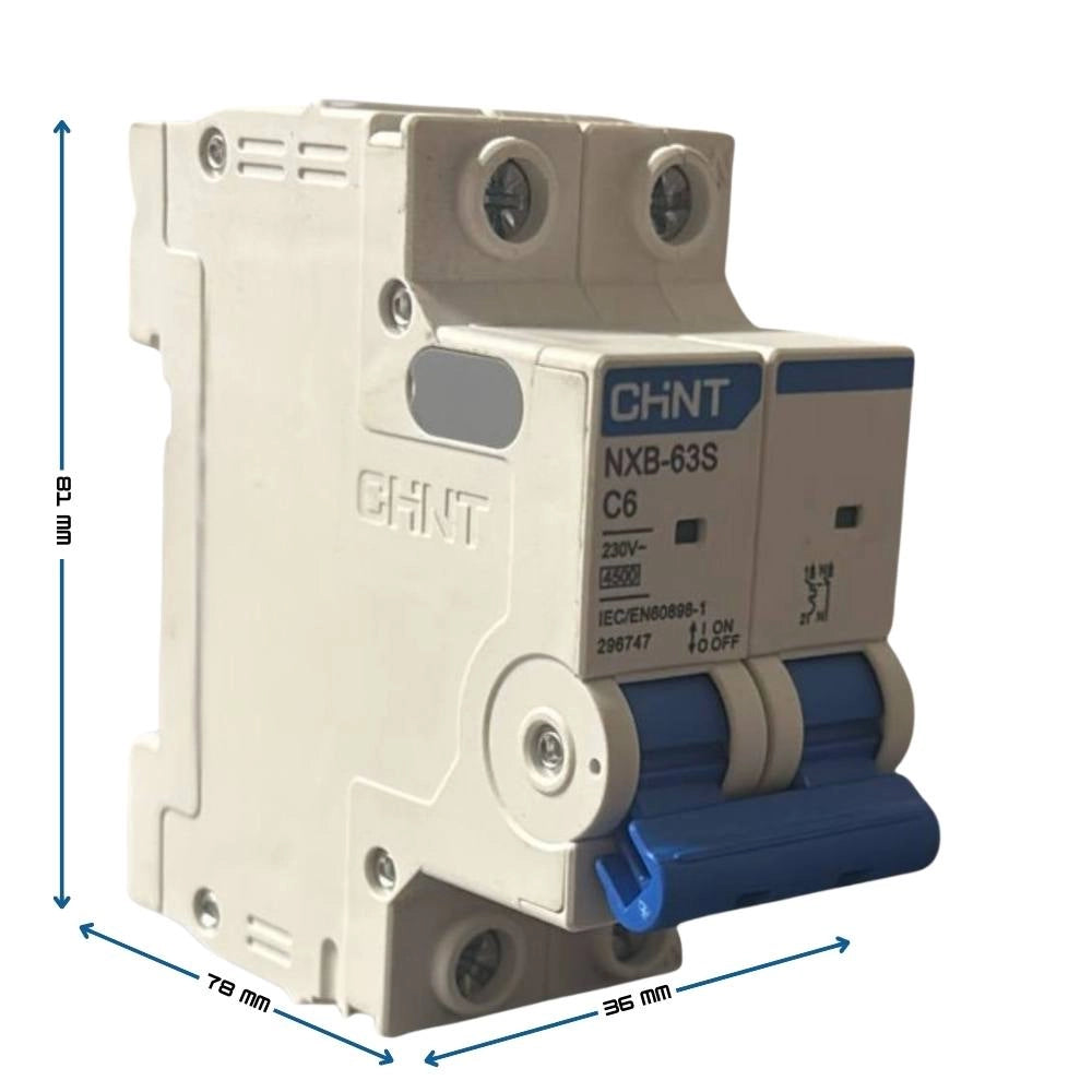 Chint 296747 interruttore magnetotermico serie nxb-63s c6 1p+n 4,5ka
