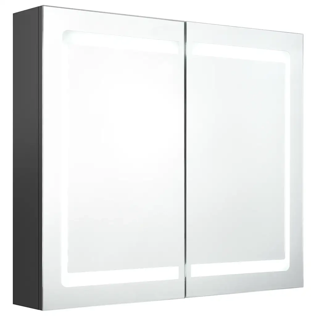 Armadietto Bagno | Armadio da bagno con Specchio e LED Grigio 80x12x68 cm