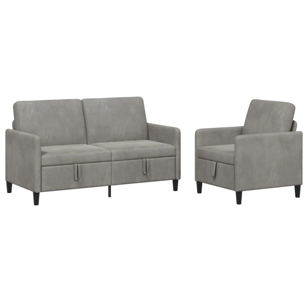Set di Divani con Storage 2 pz Grigio Chiaro Poliestere 3429190