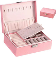 Cassa di Viaggio per Donne / Scatola per Orecchini e Anelli - Organizzatore Portatile per Collane, Orecchini, Anelli - Scatola per Magazzinaggio Gioielli con Cassetti