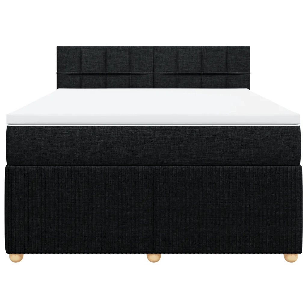 Giroletto a Molle con Materasso Nero 140x190 cm in Tessuto