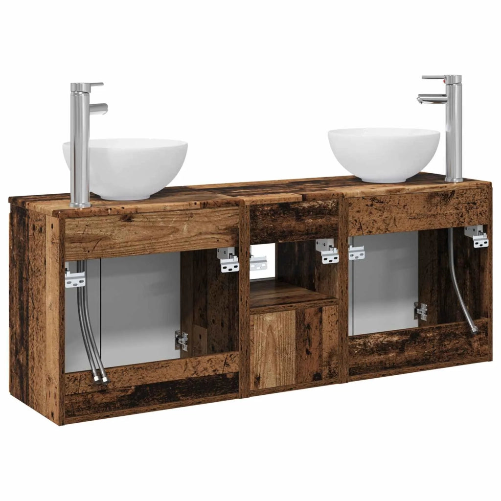 Set di Armadi da Bagno 3 pz Legno antico 49,5 x 41 x 64,5 cm 3405635