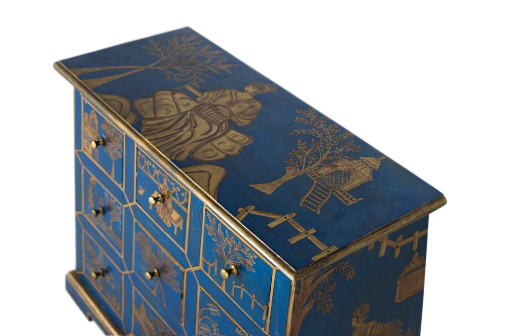 Cassettiera a 9 cassetti realizzata a mano in legno di mango e MDF
