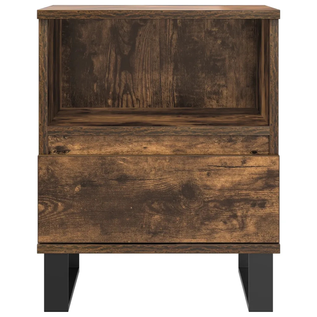 Comodino Rovere Fumo 40x35x50 cm in Legno Multistrato 830646