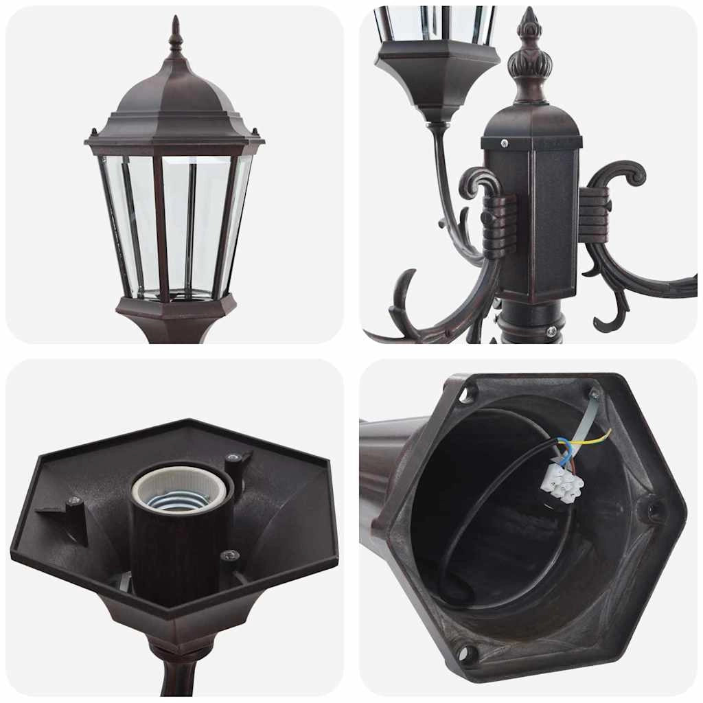 Lampada da giardino vintage 61 x 53 x 235 cm che dona eleganza e sicurezza ai vialetti esterni in alluminio bronzo 02_0058410