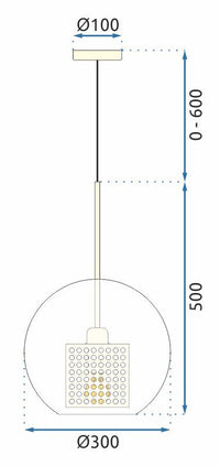 Lampada Pensile Di Vetro Nero Loft APP559-1CP 30cm