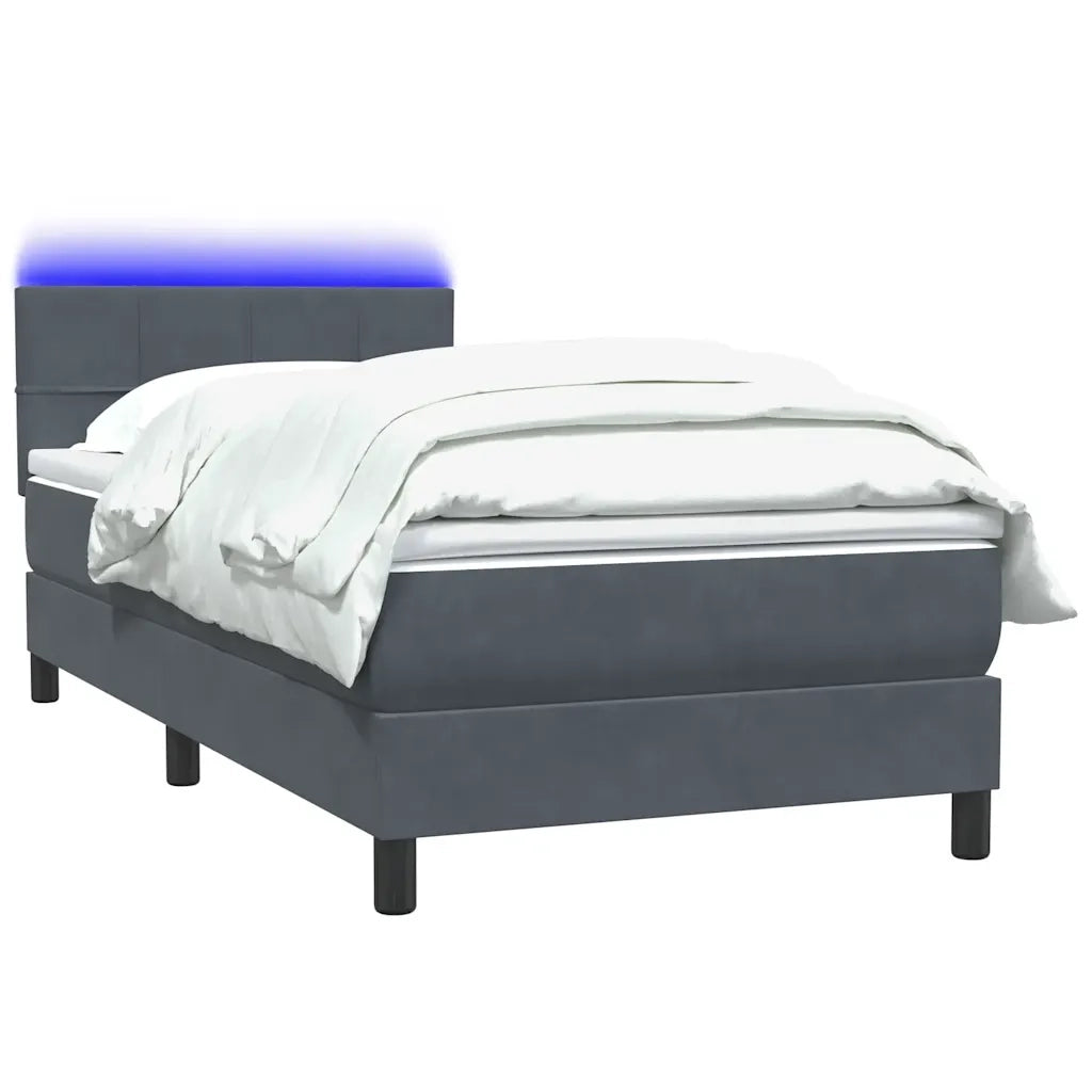 vidaXL Giroletto a Molle con Materasso Grigio Scuro 80x210 cm Velluto