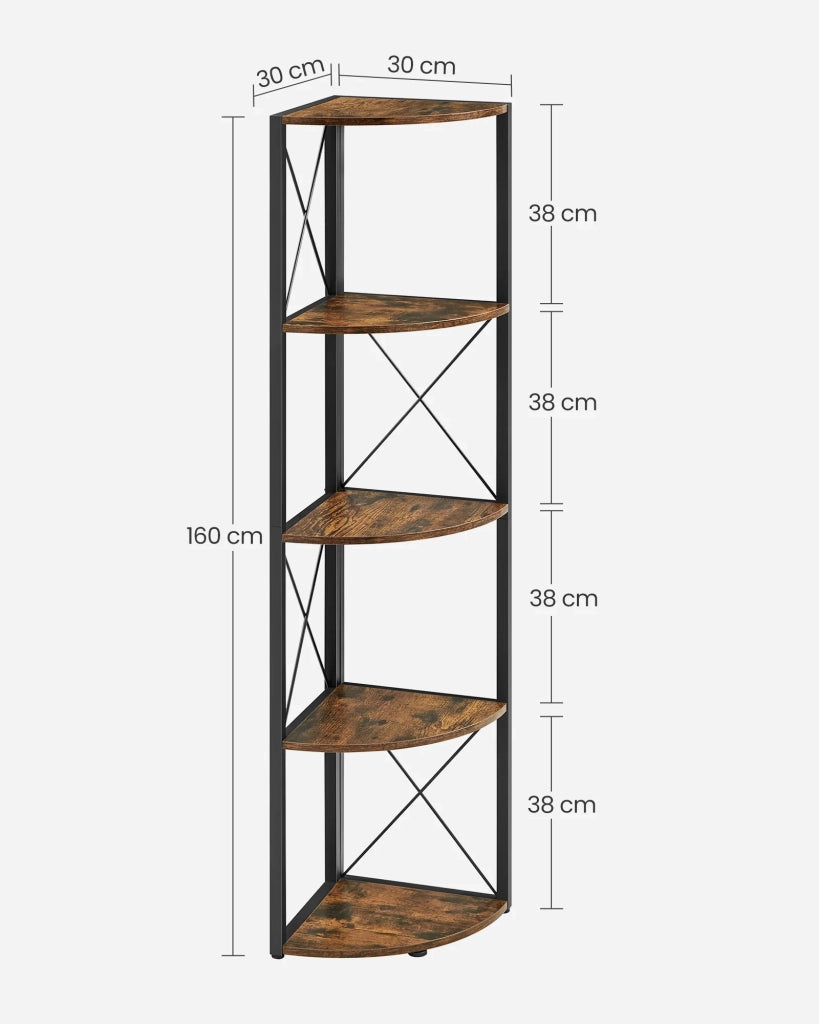 Scaffale angolare a 5 ripiani scaffale multifunzionale libreria portavasi per soggiorno bagno cucina camera da letto ufficio facile da montare marrone 12_0005617