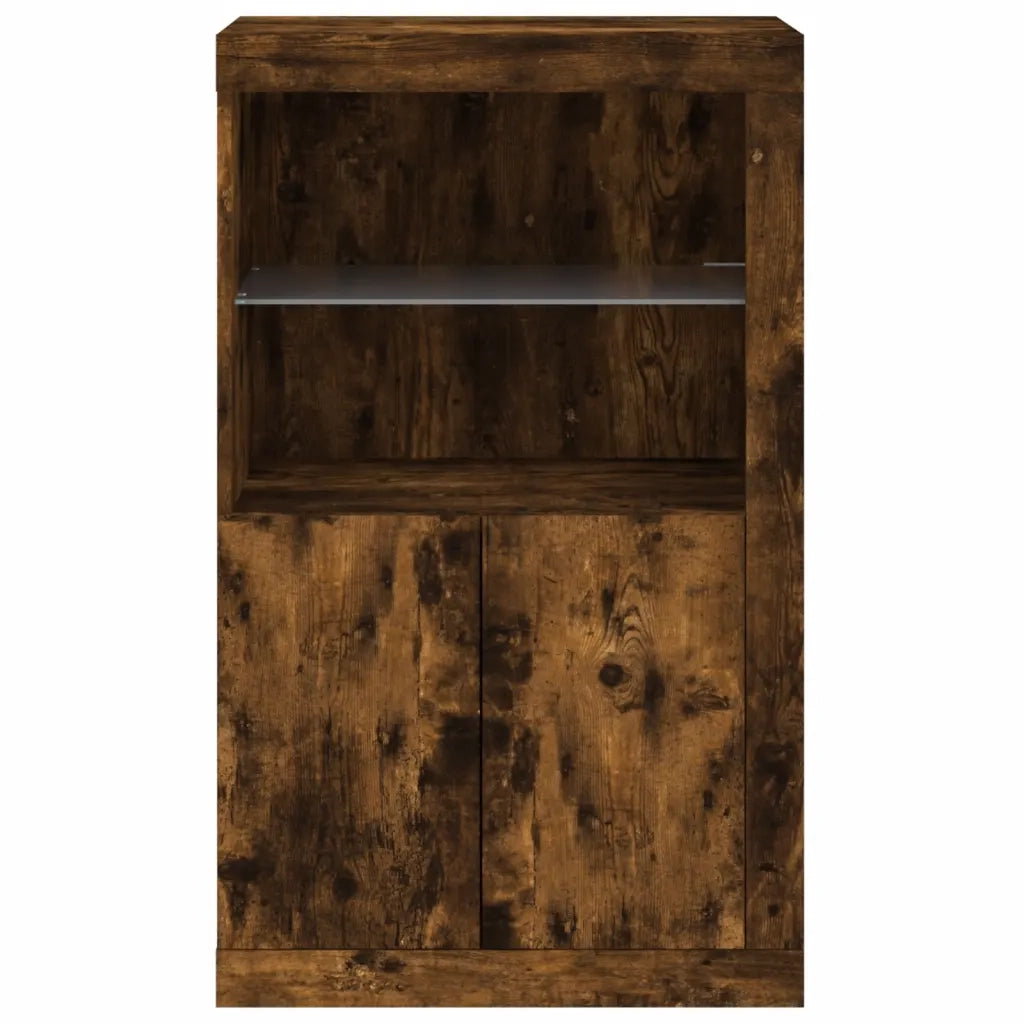 Armadietto con Luci LED Rovere Fumo in Legno Multistrato 836627