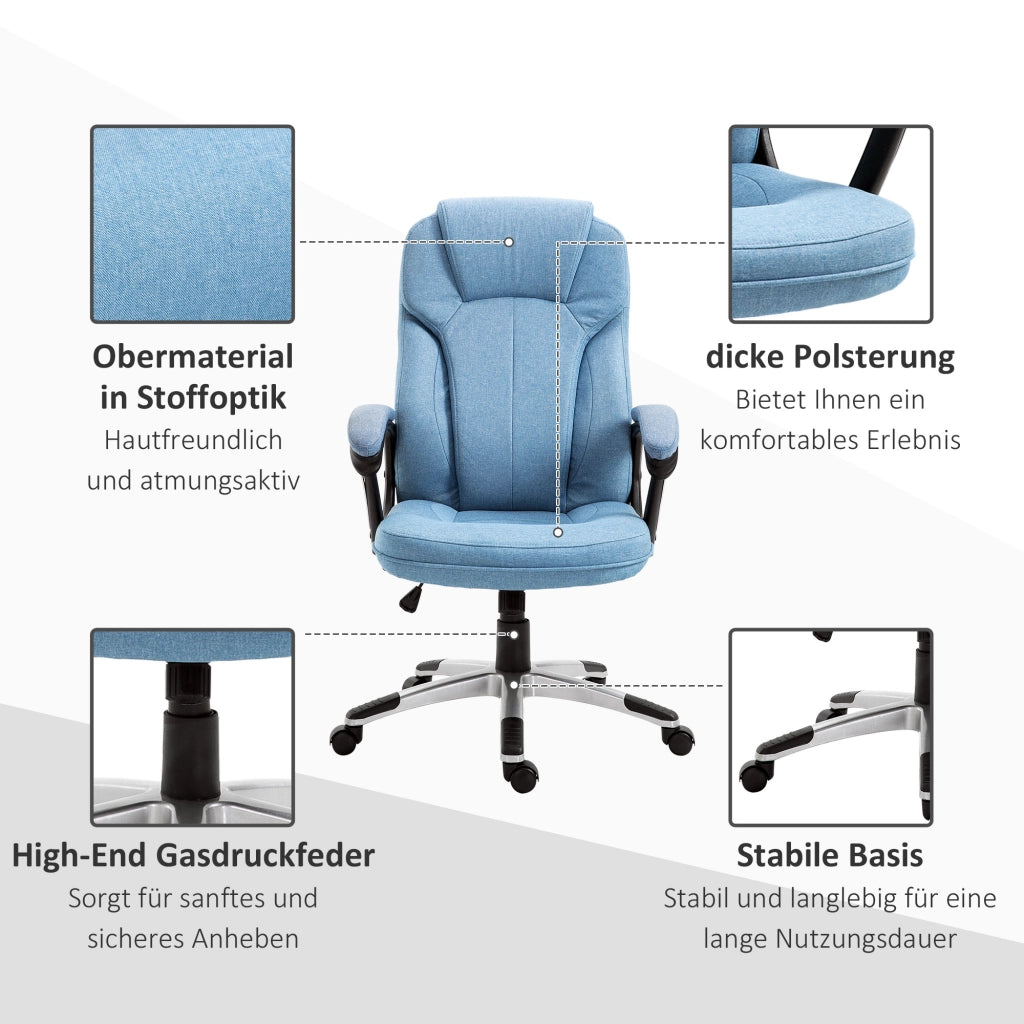 Sedia da ufficio ergonomica con schienale e braccioli imbottiti ¨C zephmum ¨C blu chiaro 66x75x110-120cm
