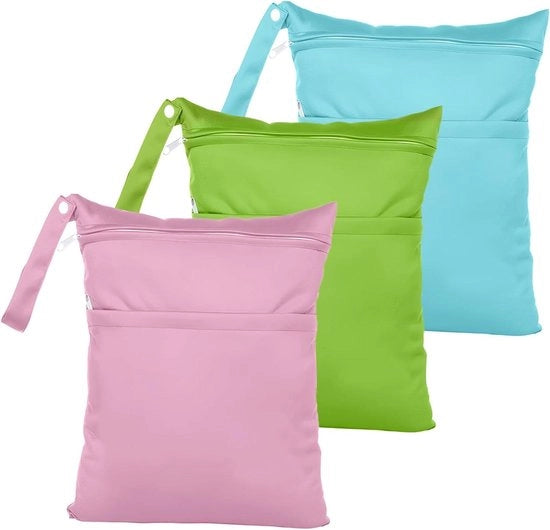 Set di 3 asciugamani per bambino impermeabili e sacchetti per asciugare con chiusura a zip