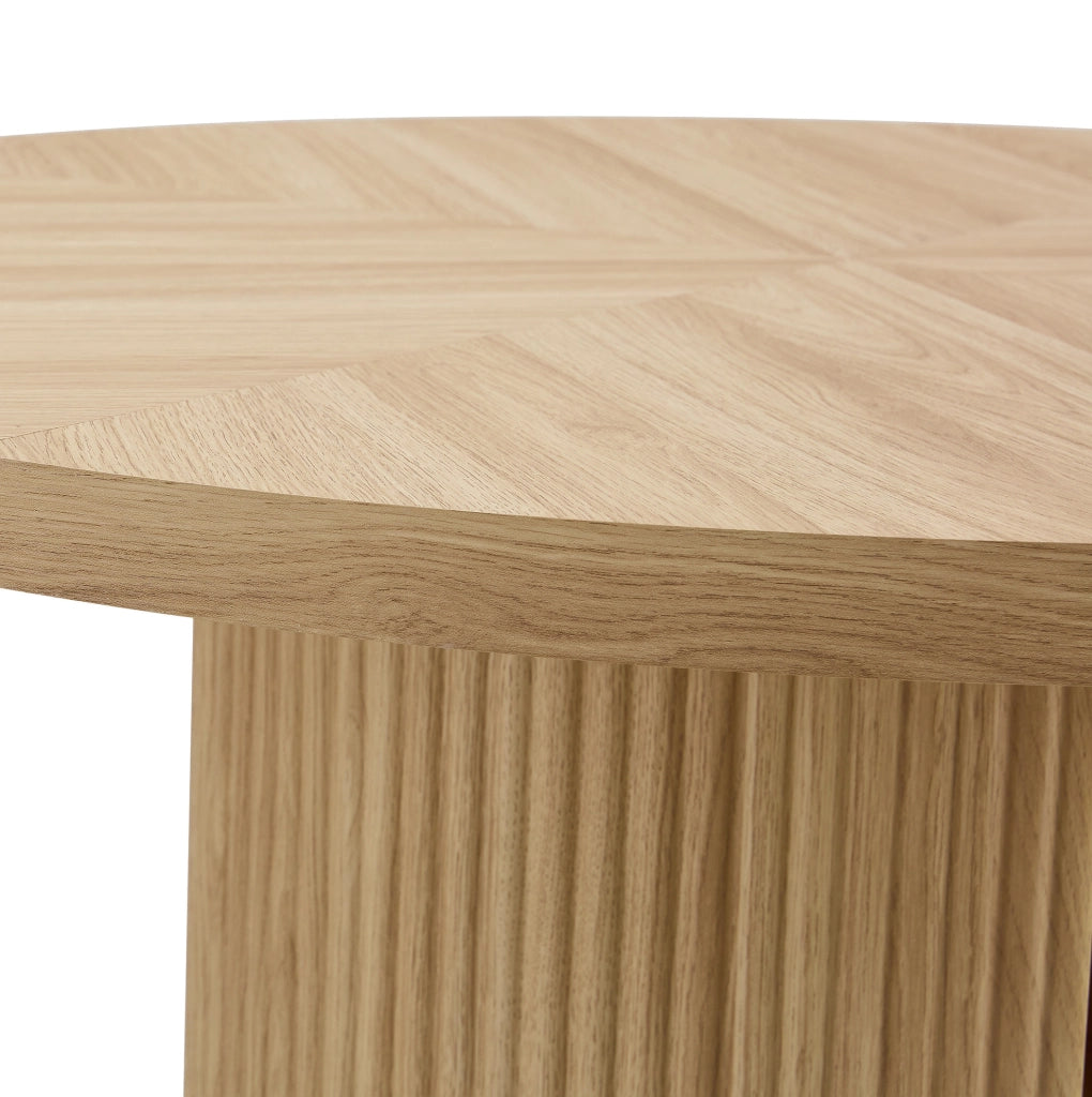 Tavolo rotondo 115x115x74 cm con contenitore; struttura stabile in MDF; naturale