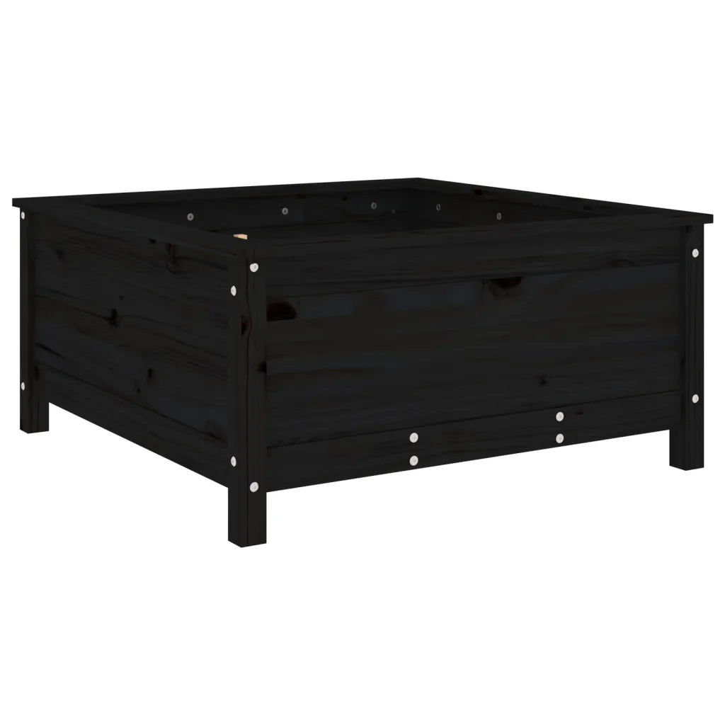 Fioriera da Giardino-Vaso da Esterno-Contenitore per Piante Nera 82,5x82,5x39cm Legno Massello di Pino