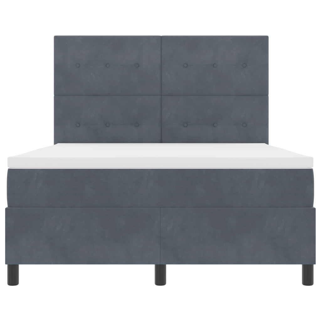 lettino a doghe  con materasso grigio scuro 140x200 cm in velluto