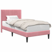 Letto singolo | Letto per adulti | Struttura del letto con testiera Rosa 100 x 200 cm Velluto
