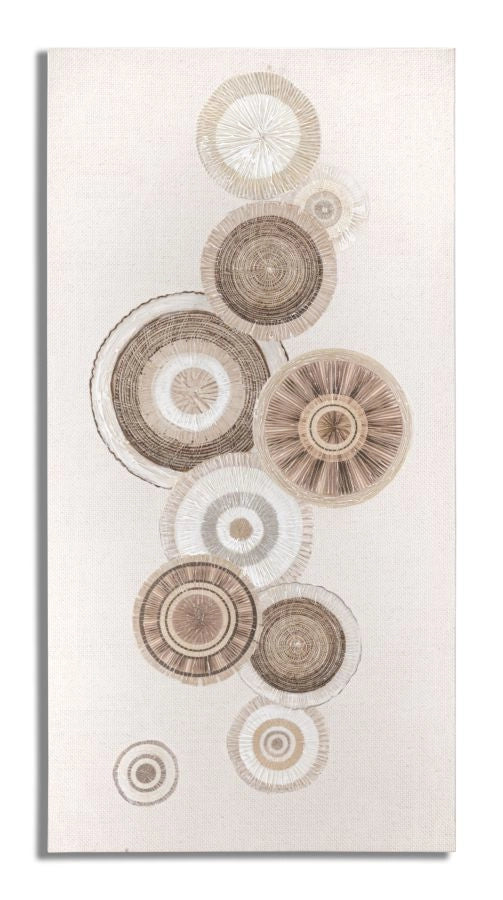 Dipinto su Tela Circly con Inserti 2 50x3,2x100 cm in Legno e Tessuto