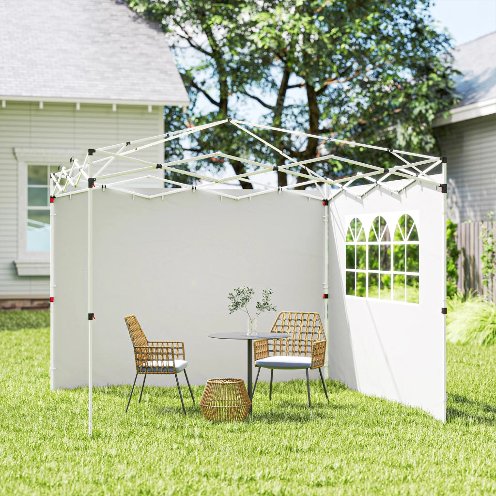 Pannelli laterali per gazebo 3x3 m con finestra ¨C zephmum ¨C Tessuto Oxford bianco, 2 pezzi