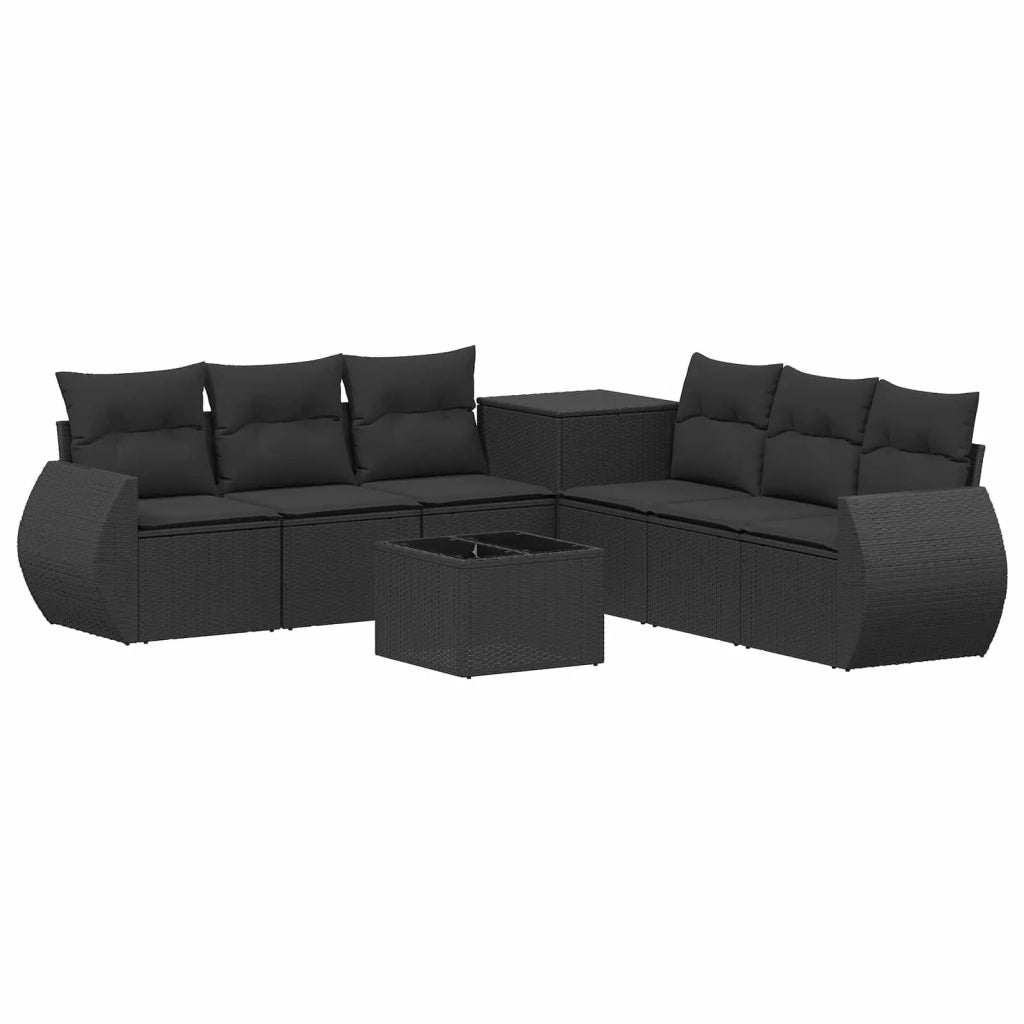 Set di divani 8 pz Nero Rattan sintetico e Acciaio 3448422