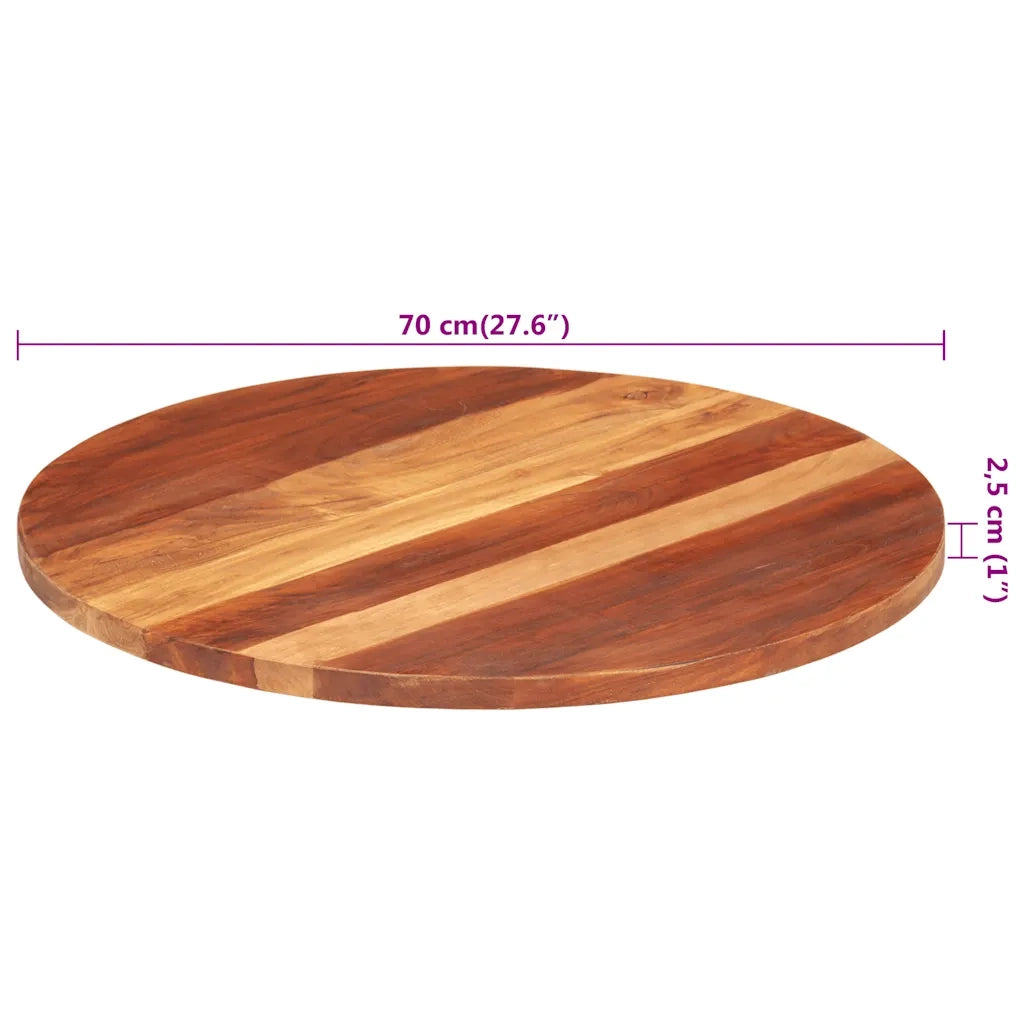 Piano Tavolo in Legno Massello di Acacia Rotondo 25-27 mm 70 cm 285975