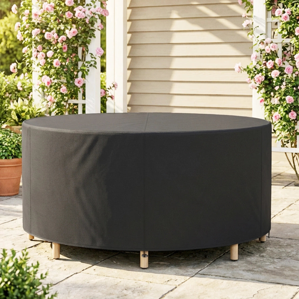 Copertura per Tavolo da Giardino Rotonda ¨C Zephmum ¨C Nero ?200x80cm Tela Oxford 420D