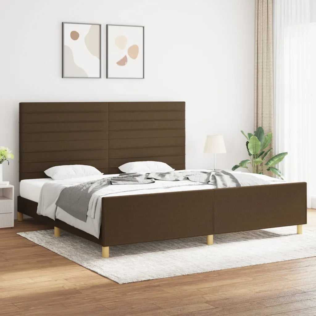 Giroletto senza Materasso Marrone Scuro 200x200 cm in Tessuto