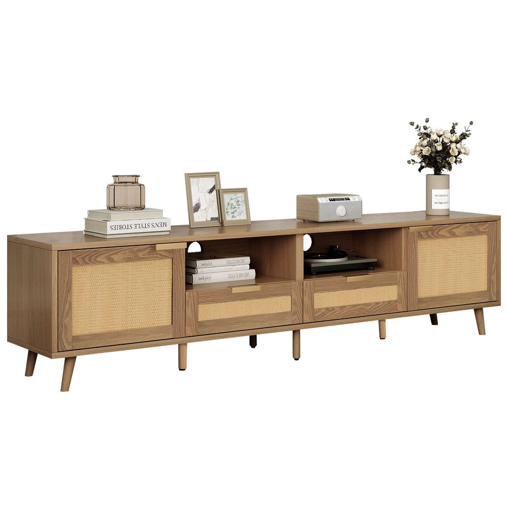 Mobile TV in Legno Massello e Rattan ¨C Xylo ¨C 200x37x49 cm