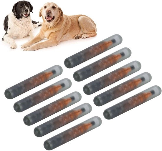 Microchip per Animali 10 Stuks - Identificatore per Animali - Vetro Biologico - 134,2 KHz - Leggero - Antibatterico - Identificazione Animale