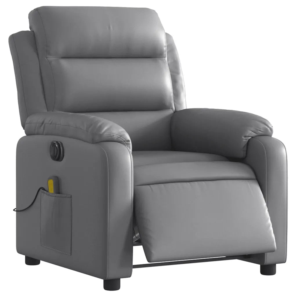 Poltrona Massaggiante Elettrica Reclinabile Grigio Similpellecod mxl 85086