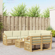 Set divani 9 pcs Bianco e Crema Legno di Acacia Massello