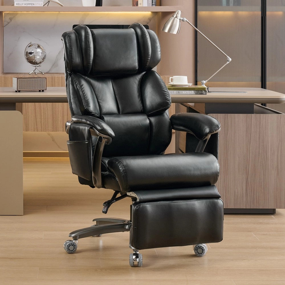 Poltrona da Ufficio Ergonomica Massaggiante Reclinabile con Poggiapiedi ¨C Xylo ¨C Similpelle Nera