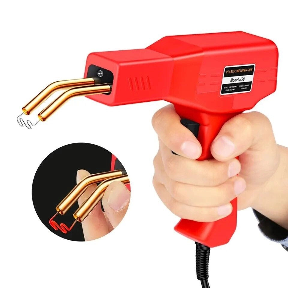 Saldatore ad Aria calda per Riparare Plastica auto paraurti 50W con 200 Graffette e pinza