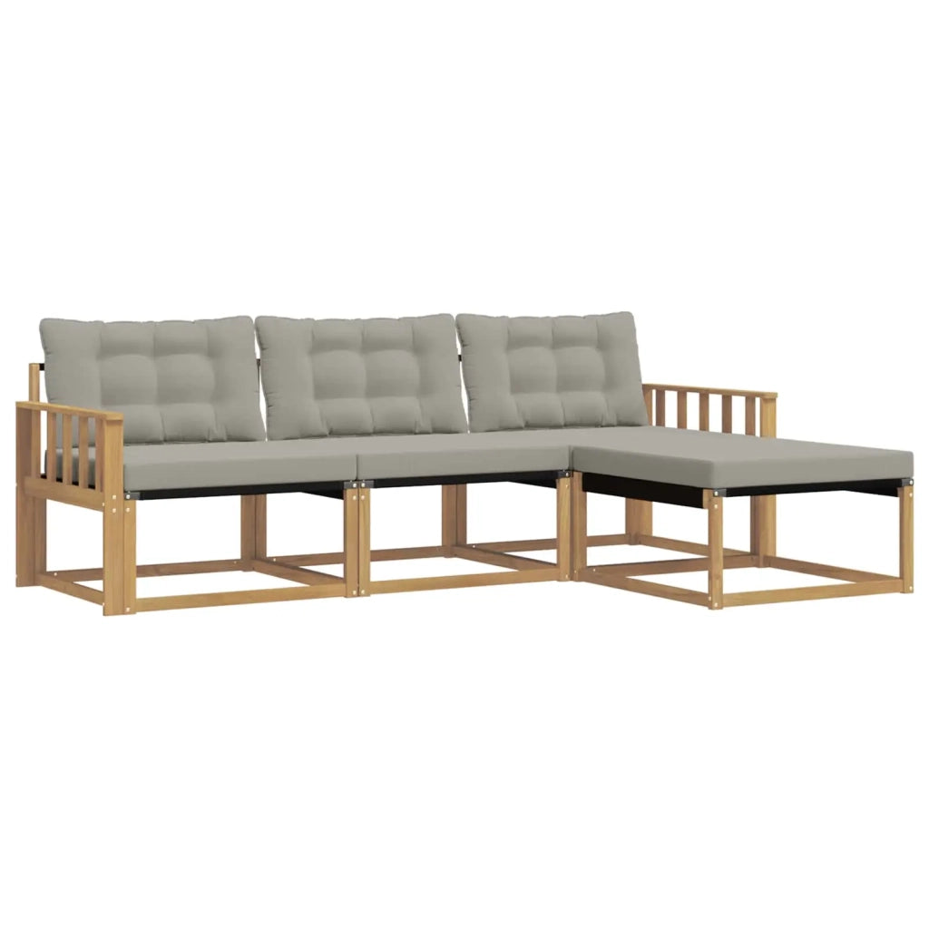 Set di divani da esterno 4 pcs Bianco e Grigio Chiaro