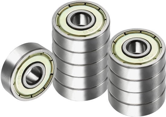 Set di cuscinetti a sfera da 10 pezzi [7 mm x 22 mm x 7 mm] con copertura in acciaio inossidabile - Per apparecchi industriali, motori, macchine.