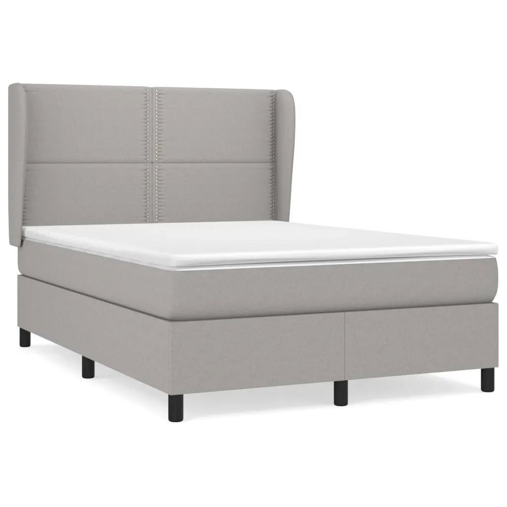 Giroletto a Molle con Materasso Grigio Chiaro 140x190cm Tessuto