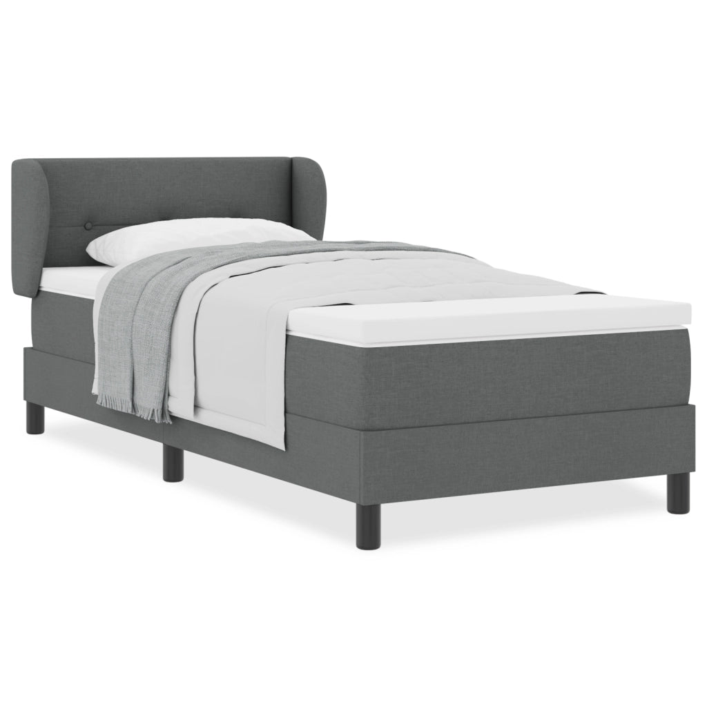 Letto a Molle  con Materasso Grigio Scuro 90x200 cm in Tessuto