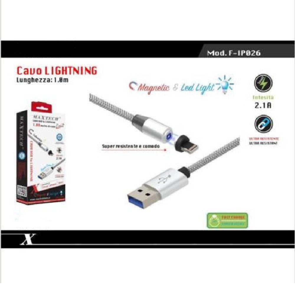 Trade Shop - Cavo Lightning 1mt Usb Intrecciato Magnetico Ricarica Ipad Iphone Maxtech F-ip026 -