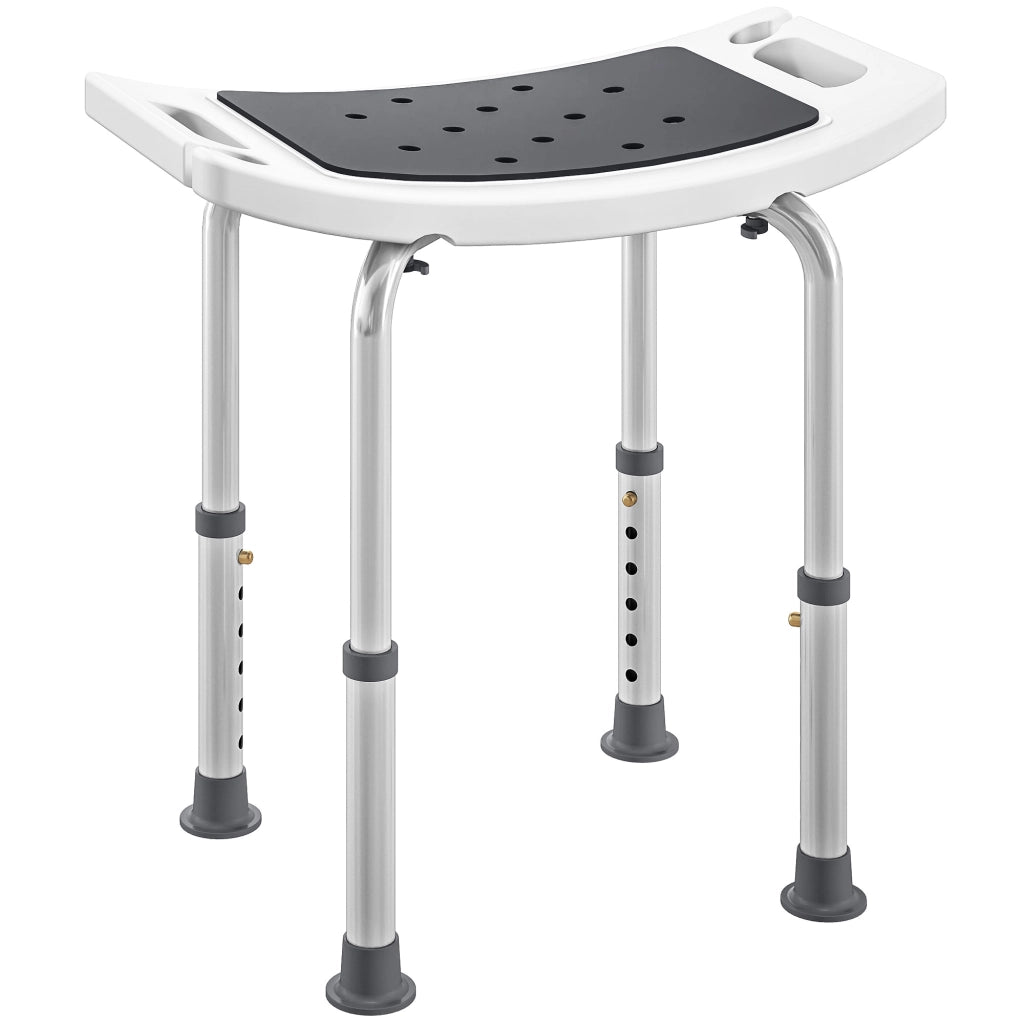 Sgabello da Doccia Altezza Regolabile 6 Livelli 39-52 cm in Lega di Alluminio e Plastica Antiscivolo Grigio