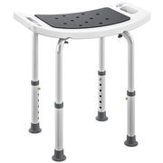 Sgabello da Doccia Altezza Regolabile 6 Livelli 39-52 cm in Lega di Alluminio e Plastica Antiscivolo Grigio