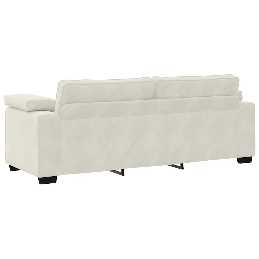 Divano a 3 Posti Crema 220x77x82 cm in Velluto 4105285