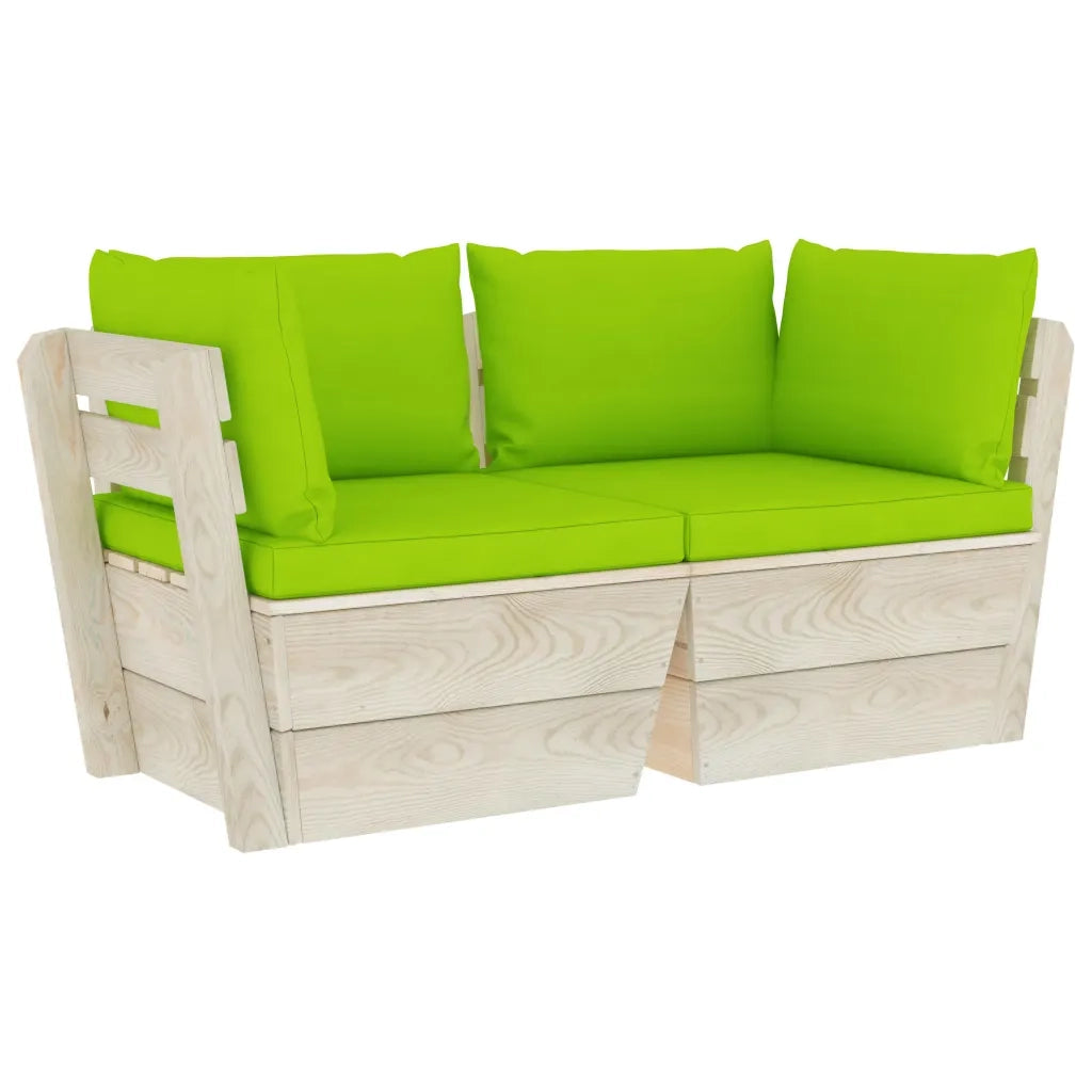 Divano da Giardino a 2 Posti su Pallet con Cuscini Legno Abete cod mxl 43990