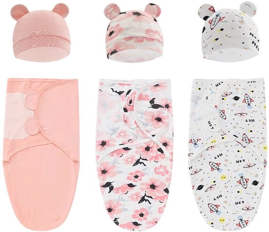 Set di 3 pezzi di coperta per culla con cappuccio, coperta per culla in cotone adatta per neonati da 0-1 anno, adatta per bambini di entrambi i sessi per la camera da letto dei bambini