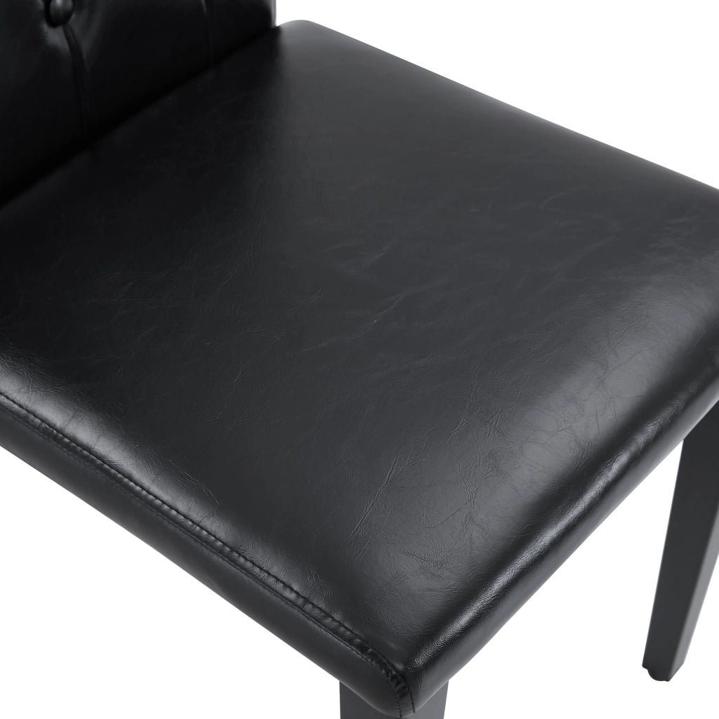 Sedia da pranzo 4 Pezzi con schienale trapuntato e piedini antiscivolo in PU Nero
