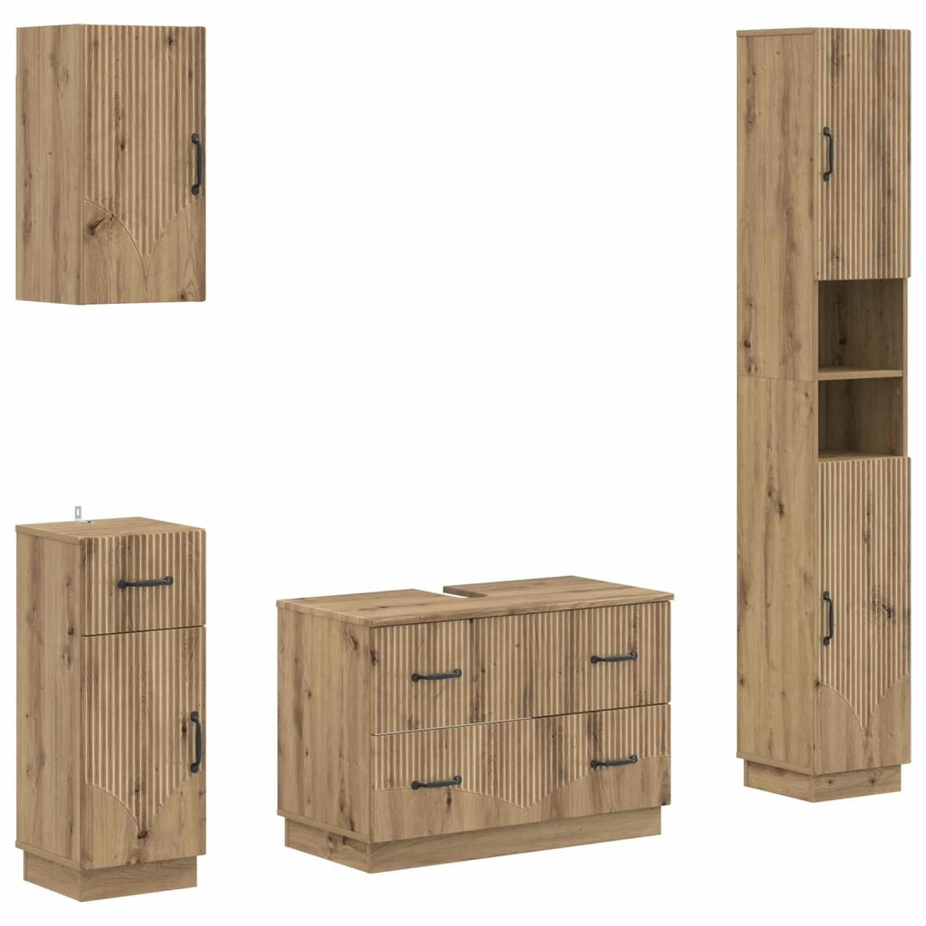 Set di Mobili da Bagno da 4 Pezzi HOORN Rovere Artigianale 3417962