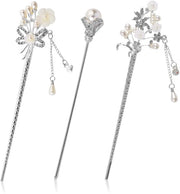 Accessori capelli vintage 3 pezzi con strass e perle - manufatti a mano - materiali di alta qualità