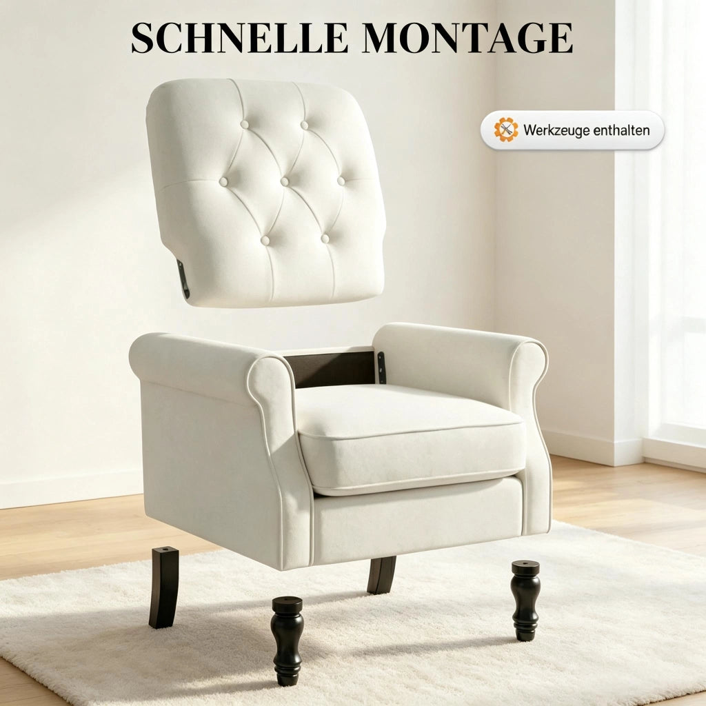 POLTRONA Lounge 1 posto 69x75x90 cm Lino Crema