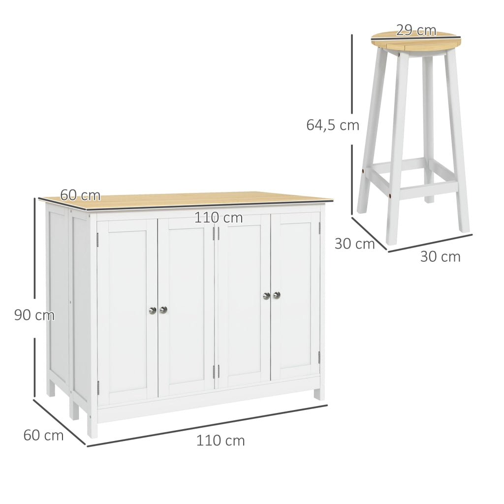 Tavolo da cucina allungabile con 2 sgabelli ¨C Zephmum ¨C Bianco 120x80x90 cm